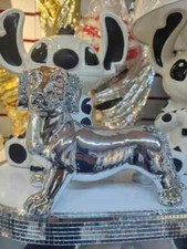Crushed Diamond Chihuahua & Sausage Dog Silver Spanish Shelf Bling Ceramic Gift