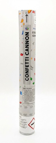 Colourful confetti cannon 30cm - confetti,