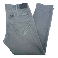 Lee Daren Grey Jeans Mens W38 L28 Stretch Cotton Zip Fly Tapered Slim