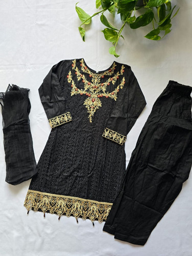 Girls black embroidered salwar - girls,