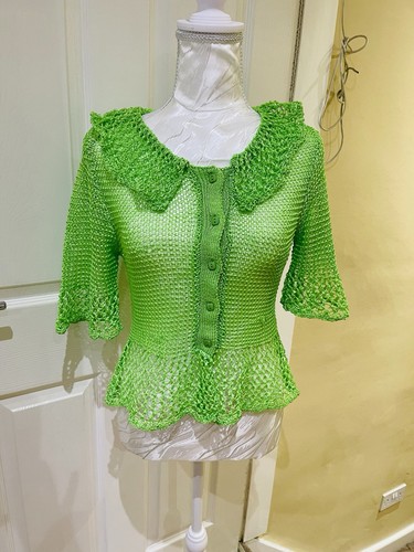 Zara green open knit short - open,