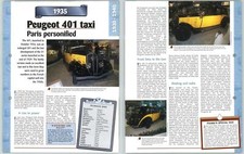 Peugeot 401 Taxi - 1930/1940 A Century Of Cars - Hachette Page