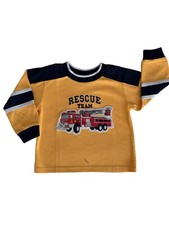 B. T. Kids Top Rescue Team Firetruck Pullover Long Sleeve VTG Yellow Boys 4T