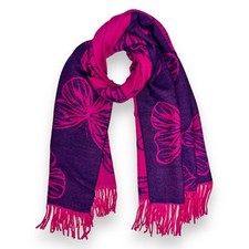 Pink Butterfly Scarf Navy Blue