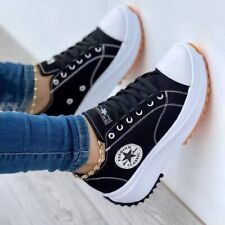 Womens Platform Chunky Pumps Wedge Canvas Shoes Trainers Sneakers Casual Shoes