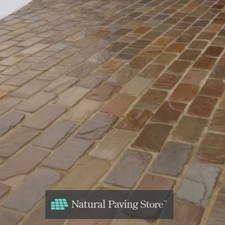 Indian Sandstone Natural Paving Autumn Brown  Cobble Setts | 200x100x40/60 mm