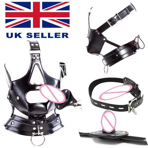 Leather hood head mask with - pu,