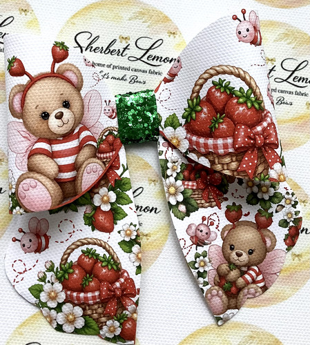 Strawberry teddy sailor bow - teddy,