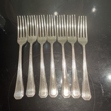 7 Vintage Mappin Webb Dessert Side Forks silver plated Athenian pattern. 18cm