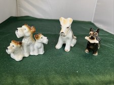 3 x China Dog Ornaments Terrier Puppy Dog Ceramic