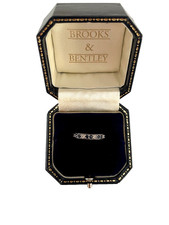 Sapphire & Diamond Ring 9ct White Gold Half Eternity Vintage Ring - Size M 1/2