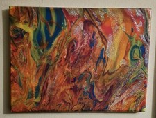 Original Piece Of Acrylic Art on canvas with Glitter Flecks Coated In Resin
