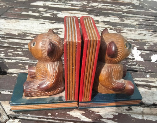 Pair hardwood painted teddy - of,