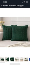 MIULEE Pack of 2 Corduroy Square Christmas Cushion Cover Dark Green 45x45 cm 18