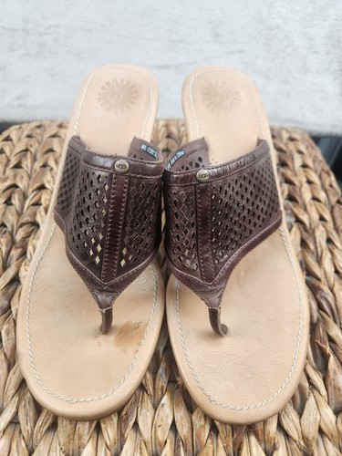 Ugg brown solena thong wedge - brown,