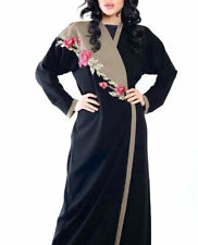Black Embroidery Dubai Open Abaya Kimono Kaftan with Black Scarf jalabiya  