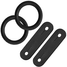 PEACOCK STIRRUPS RUBBER RINGS & LEATHER TABS FOR SAFETY STIRRUP IRONS ALL BLACK