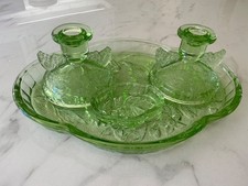 Vintage Green Glass 4 piece