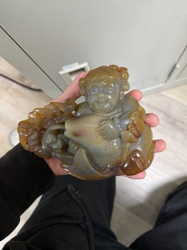 Chinese handcarved agate and - agate,