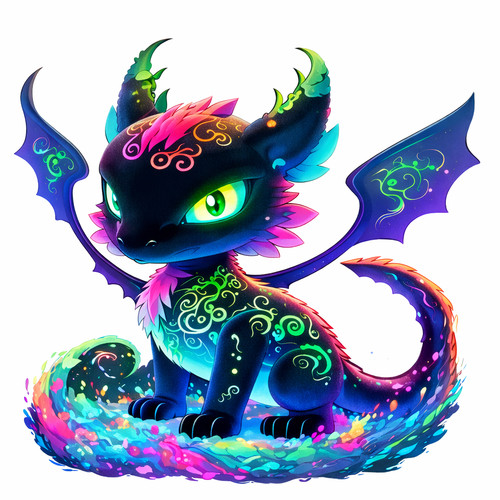 Cute neon dragon - neon, vinyl