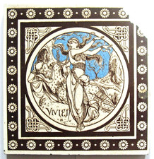 Antique 8" x 8" Minton Tile  JOHN MOYR SMITH Idylls of The Kings Series 1876