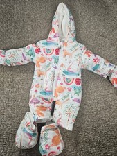 0-3 Months. Baby Snowsuit with detachable Mittens and Booties Cutey Couture