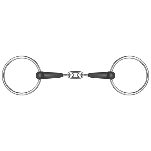 Double jointed rubber snaffle - rubber,