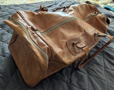 Genuine Leather Holdall Tan Brown Weekend Travel Duffel Bag Handmade YKK