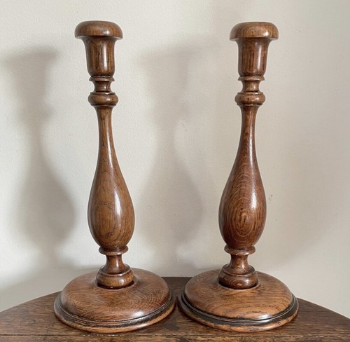 Pair vintage oak wooden - pair,