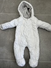 Vertbaudet White Quilted Pram Snow Suit Age 3 Months