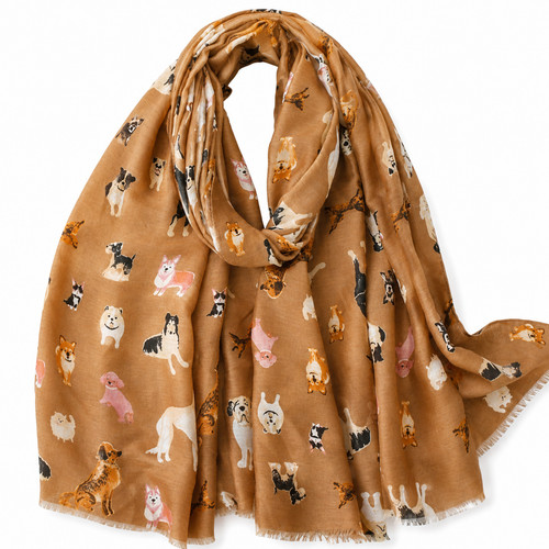 Dog print scarf ladies shawl - print,