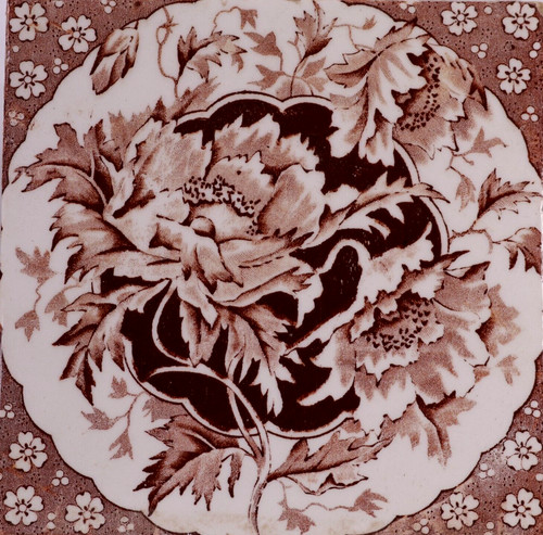 Antique tile victorian flowers - victorian,