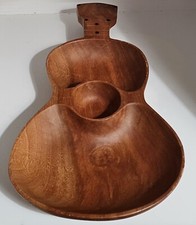 Vintage Kamani Wood Ukulele Guitar Shaped Trinket Dish Bowl 12.5” Philippines 