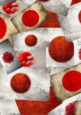 3 x A4 Japanese flag Sticker