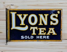 Genuine Vintage Lyons Tea Enamel Sign Double Sided In Good Condition 101013