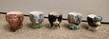VINTAGE EGG CUPS JOB LOT. Cat, Elephant, Zebra, Duck & Sheep.  Cc H P. 