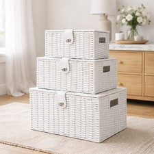 Wicker storage basket white - basket,
