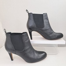 Womens Clarks Carlita Quinn Black Leather High Heel UK6 Chelsea Ankle Boots