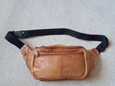VISCONTI LEATHER TRAVEL WAIST BUM BAG - BROWN 2.5