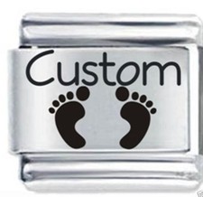 Custom Made Baby Feet Footprints - Daisy Charm Fits Italian Modular bracelet