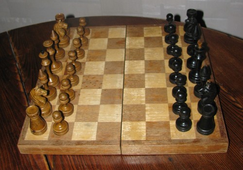 Vintage wood wooden chess - , set