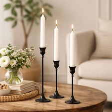 3pc Black Candlestick Holder