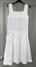 JOSEPH WHITE SLEEVELESS SQUARE NECK SUMMER MIDI DRESS - SIZE 36 / UK 8