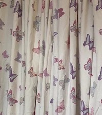 Laura Ashley Summer Meadow Butterfly Cream Pair of Lined Curtains 86W x 88D