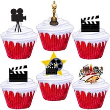 Hollywood Theme Stand Up Cup Cake Toppers Edible Birthday Party Decorations
