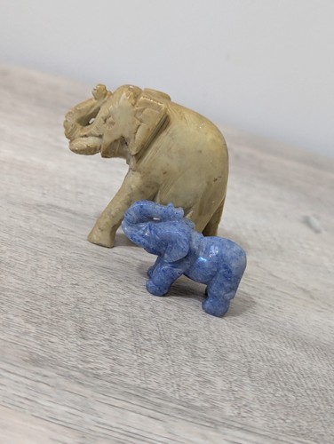 Two vintage stone elephant - vintage,
