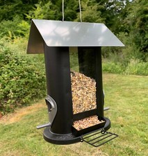 Oval Shaped Hanging Bird Seed Feeder with 4 Feeding Ports for Garden Birds
