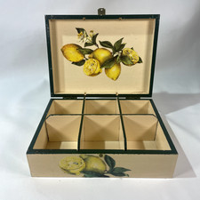 Vintage Wooden Box Lemon Painted Tea Box 