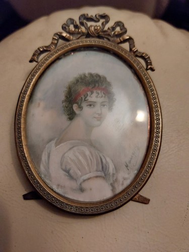 Antique miniature oil painting - antique,