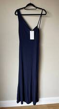 Forever Unique Maxi Dress Navy Blue Slash Shoulder Cocktail Party UK 14 💖BNWT